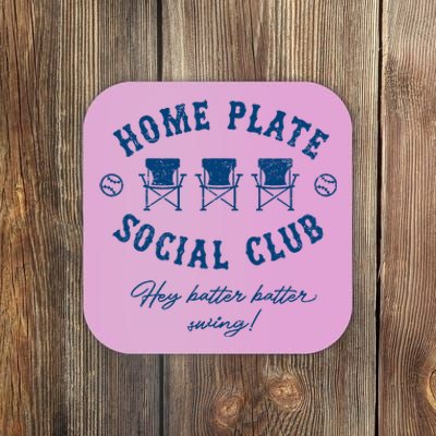 Home Plate Social Club Hey Batter Batter Swing Baseball Coaster