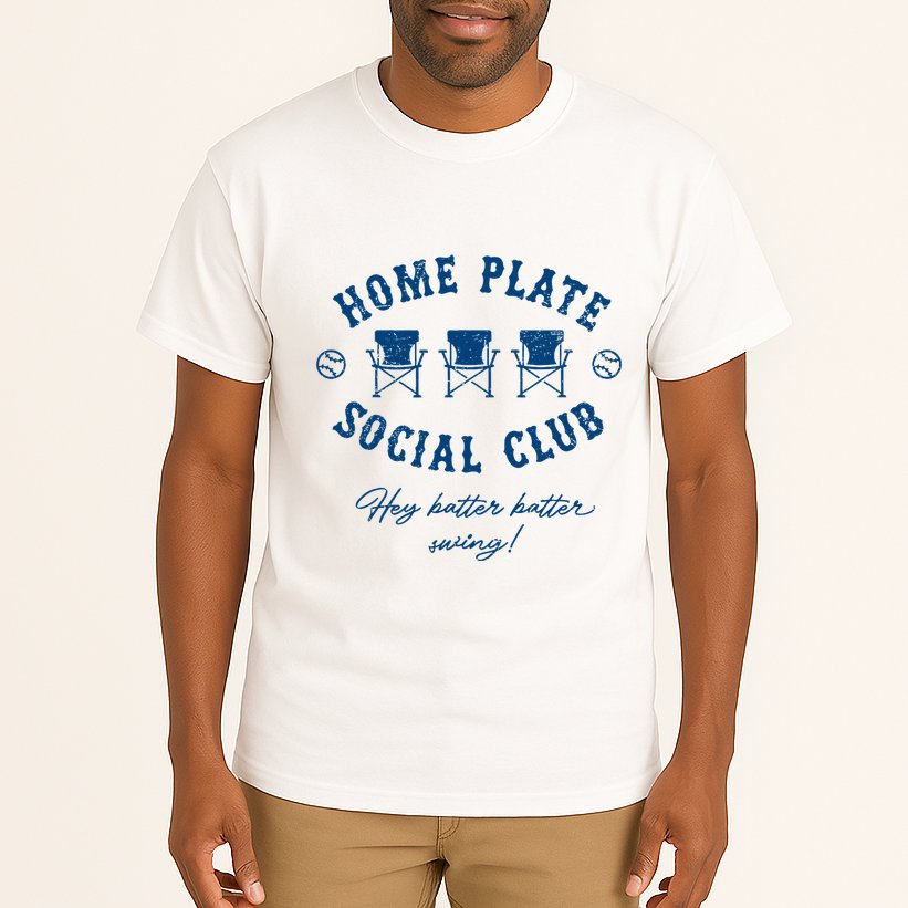 Home Plate Social Club Hey Batter Batter Swing Baseball Tall T-Shirt