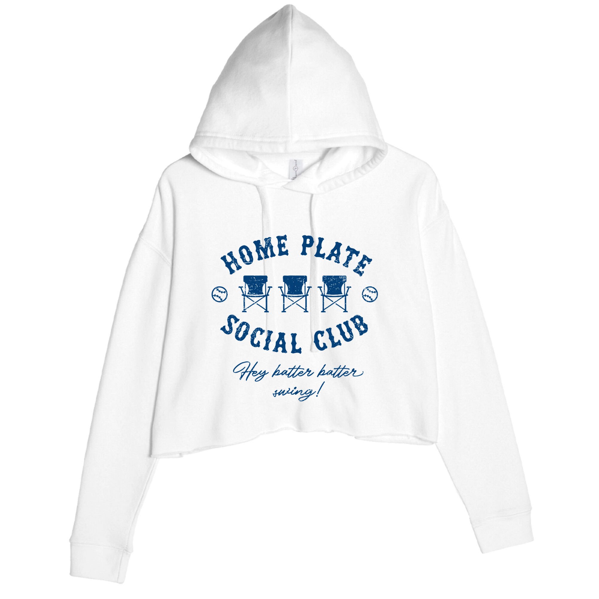 Home Plate Social Club Hey Batter Batter Swing Baseball Crop Fleece Hoodie