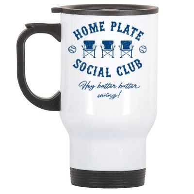 Home Plate Social Club Hey Batter Batter Swing Baseball Stainless Steel Travel Mug