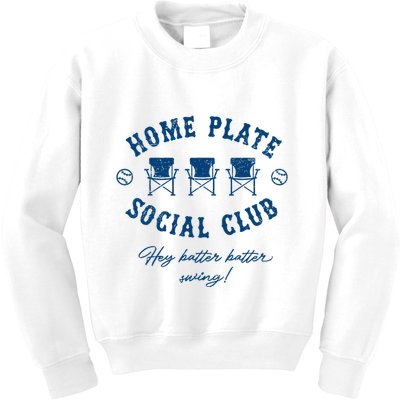 Home Plate Social Club Hey Batter Batter Swing Baseball Kids Sweatshirt
