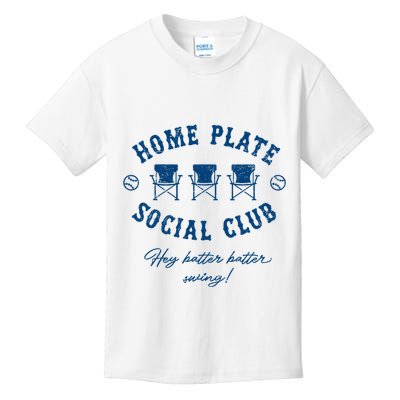 Home Plate Social Club Hey Batter Batter Swing Baseball Kids T-Shirt