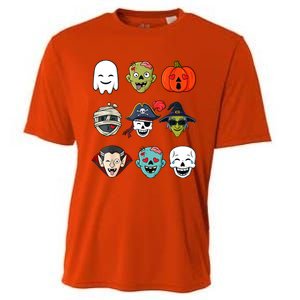 Halloween Pirate Skeleton Zombie Mummy Funny Faces Cooling Performance Crew T-Shirt