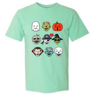 Halloween Pirate Skeleton Zombie Mummy Funny Faces Garment-Dyed Heavyweight T-Shirt