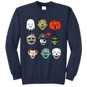 Halloween Pirate Skeleton Zombie Mummy Funny Faces Sweatshirt