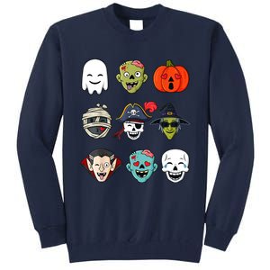 Halloween Pirate Skeleton Zombie Mummy Funny Faces Tall Sweatshirt