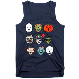 Halloween Pirate Skeleton Zombie Mummy Funny Faces Tank Top