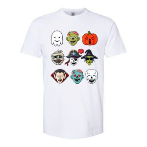 Halloween Pirate Skeleton Zombie Mummy Funny Faces Softstyle CVC T-Shirt