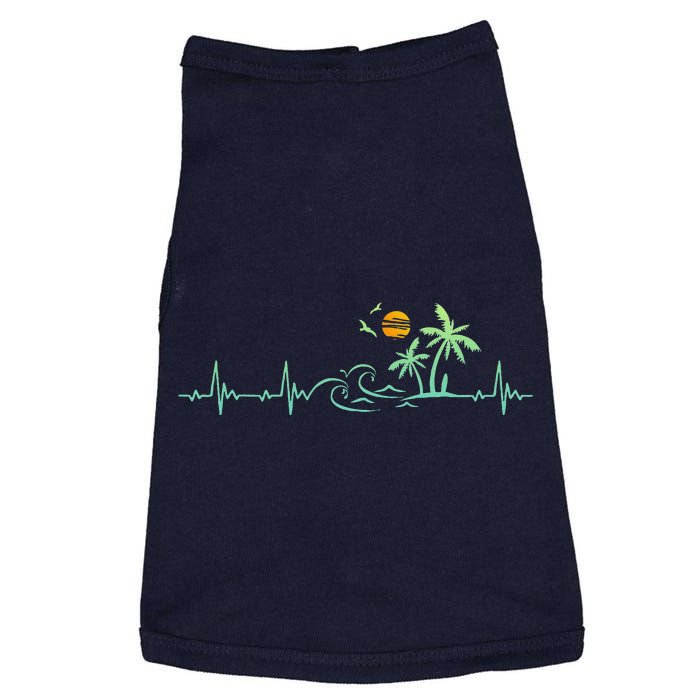 Heartbeat Palm Tree Retro Tropical Beach Island Trees Funny Doggie Tank