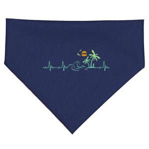 Heartbeat Palm Tree Retro Tropical Beach Island Trees Funny USA-Made Doggie Bandana