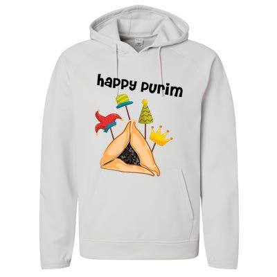 Happy Purim Tu Bishvat Hamantaschen Performance Fleece Hoodie