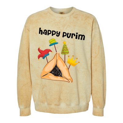 Happy Purim Tu Bishvat Hamantaschen Colorblast Crewneck Sweatshirt