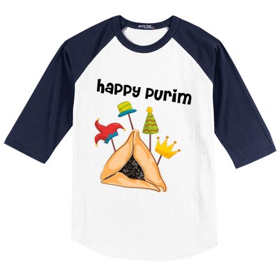 Happy Purim Tu Bishvat Hamantaschen Baseball Sleeve Shirt