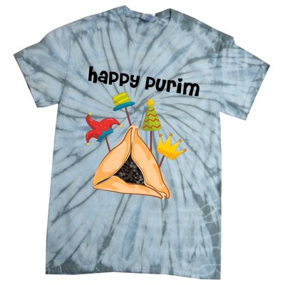 Happy Purim Tu Bishvat Hamantaschen Tie-Dye T-Shirt