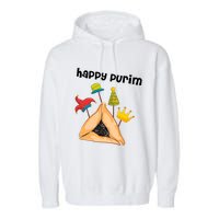 Happy Purim Tu Bishvat Hamantaschen Garment-Dyed Fleece Hoodie