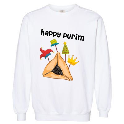 Happy Purim Tu Bishvat Hamantaschen Garment-Dyed Sweatshirt