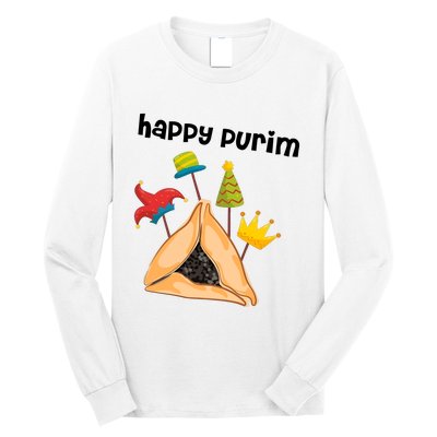 Happy Purim Tu Bishvat Hamantaschen Long Sleeve Shirt