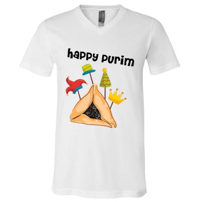 Happy Purim Tu Bishvat Hamantaschen V-Neck T-Shirt