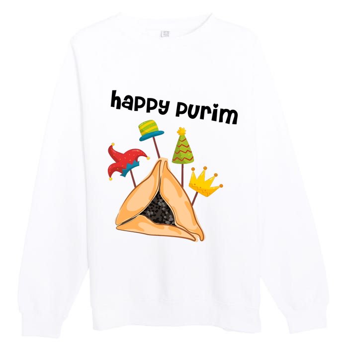 Happy Purim Tu Bishvat Hamantaschen Premium Crewneck Sweatshirt