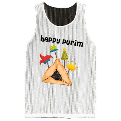 Happy Purim Tu Bishvat Hamantaschen Mesh Reversible Basketball Jersey Tank