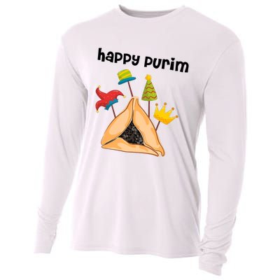 Happy Purim Tu Bishvat Hamantaschen Cooling Performance Long Sleeve Crew