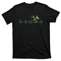 Heartbeat Palm Tree Retro Tropical Beach Island Trees T-Shirt