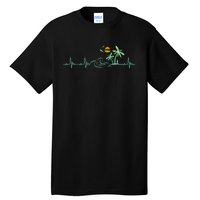 Heartbeat Palm Tree Retro Tropical Beach Island Trees Tall T-Shirt