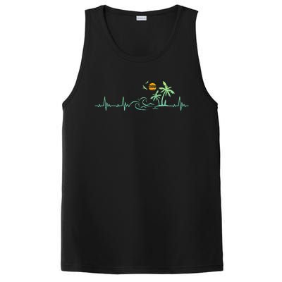 Heartbeat Palm Tree Retro Tropical Beach Island Trees PosiCharge Competitor Tank