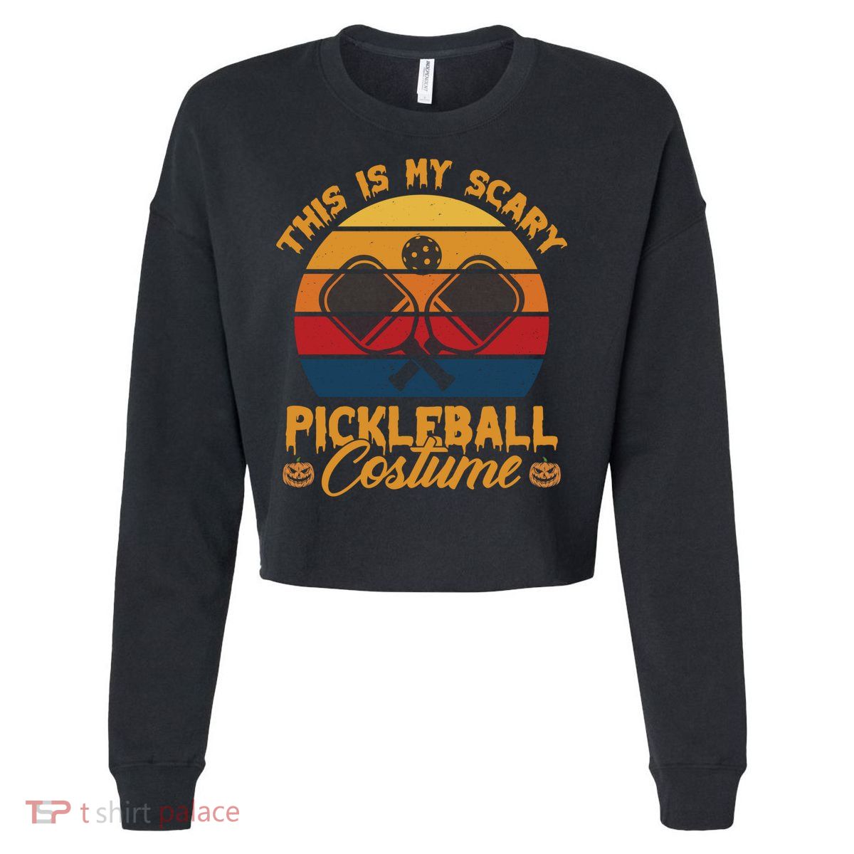 Halloween Pickleball Tee My Scary Pickleball Costume Great Gift Cropped Pullover Crew
