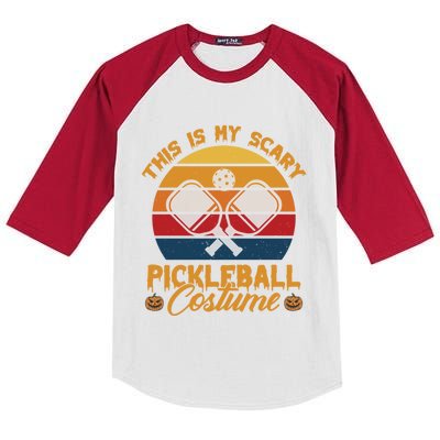 Halloween Pickleball Tee My Scary Pickleball Costume Great Gift Kids Colorblock Raglan Jersey