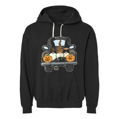 Halloween Pickup Truck Gnomes Garment-Dyed Fleece Hoodie