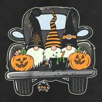 Halloween Pickup Truck Gnomes 7 Panel Mesh Trucker Snapback Hat