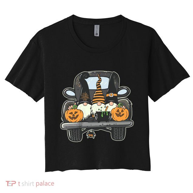 Halloween Pickup Truck Gnomes Crop Top