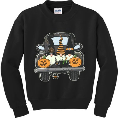 Halloween Pickup Truck Gnomes Kids Sweatshirt