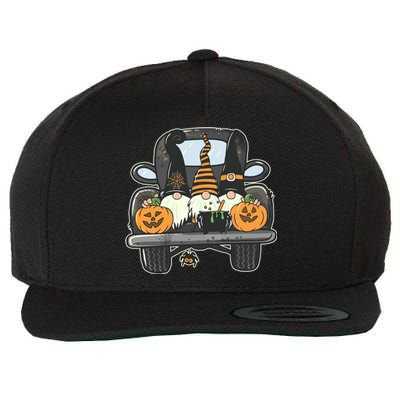 Halloween Pickup Truck Gnomes Wool Snapback Cap