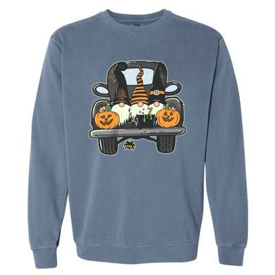 Halloween Pickup Truck Gnomes Garment-Dyed Sweatshirt