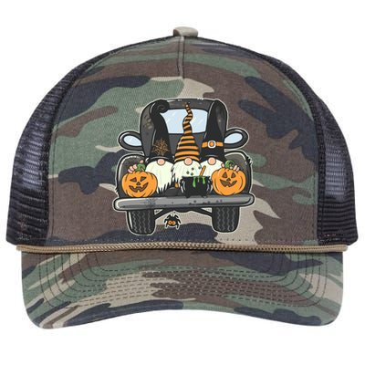 Halloween Pickup Truck Gnomes Retro Rope Trucker Hat Cap