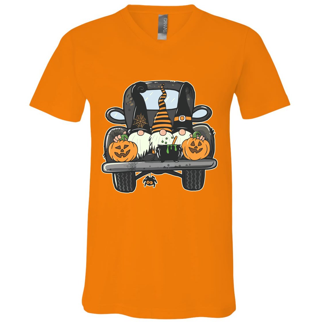 Halloween Pickup Truck Gnomes V-Neck T-Shirt