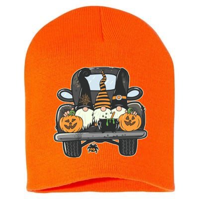 Halloween Pickup Truck Gnomes Short Acrylic Beanie