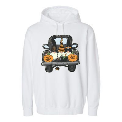 Halloween Pickup Truck Gnomes Garment-Dyed Fleece Hoodie