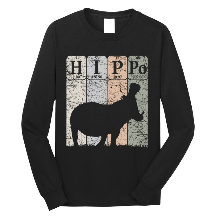 Hippo Periodic Table Elements Hippo Lover Hippopotamus Retro Long Sleeve Shirt