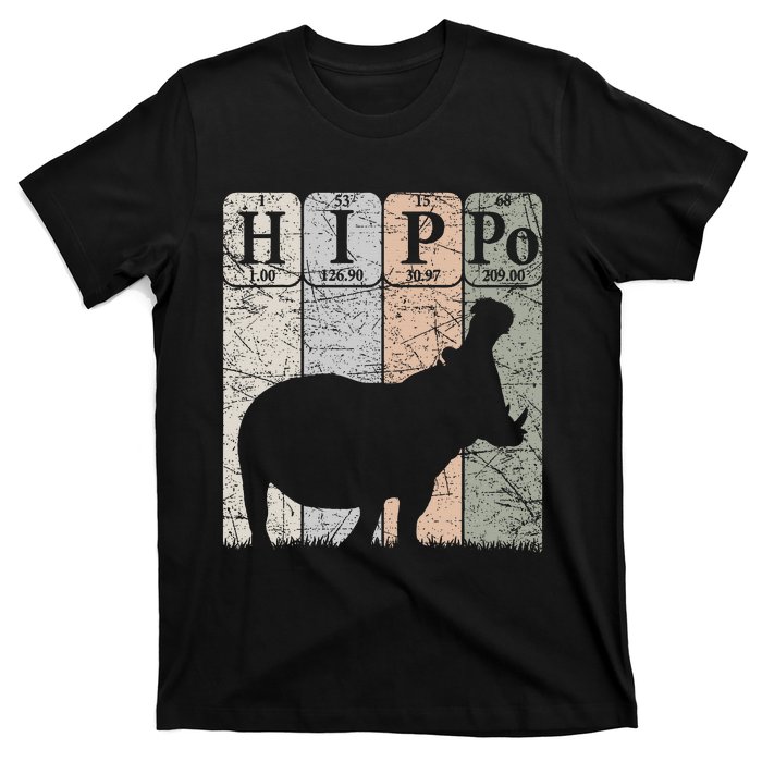 Hippo Periodic Table Elements Hippo Lover Hippopotamus Retro T-Shirt