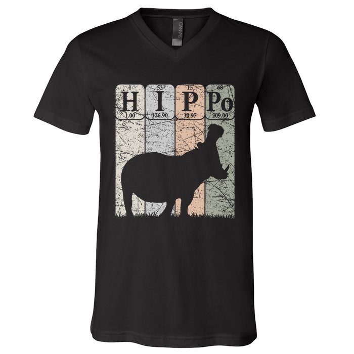 Hippo Periodic Table Elements Hippo Lover Hippopotamus Retro V-Neck T-Shirt