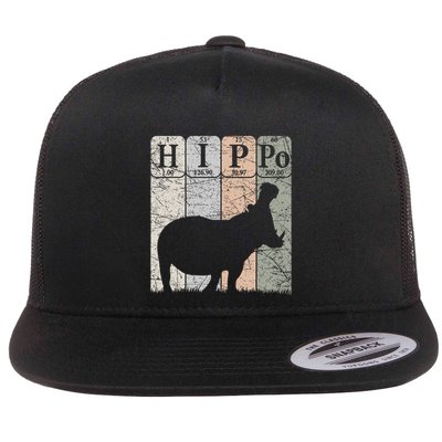 Hippo Periodic Table Elements Hippo Lover Hippopotamus Retro Flat Bill Trucker Hat