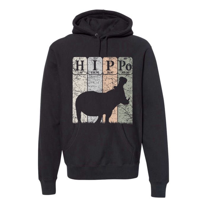 Hippo Periodic Table Elements Hippo Lover Hippopotamus Retro Premium Hoodie