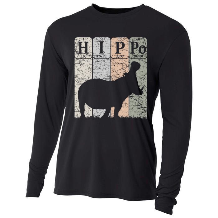 Hippo Periodic Table Elements Hippo Lover Hippopotamus Retro Cooling Performance Long Sleeve Crew