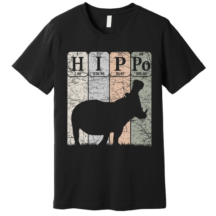 Hippo Periodic Table Elements Hippo Lover Hippopotamus Retro Premium T-Shirt