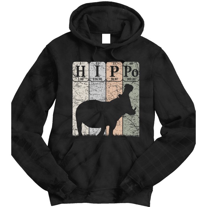 Hippo Periodic Table Elements Hippo Lover Hippopotamus Retro Tie Dye Hoodie