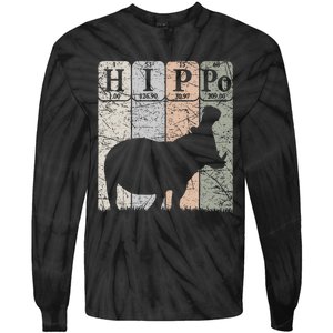 Hippo Periodic Table Elements Hippo Lover Hippopotamus Retro Tie-Dye Long Sleeve Shirt