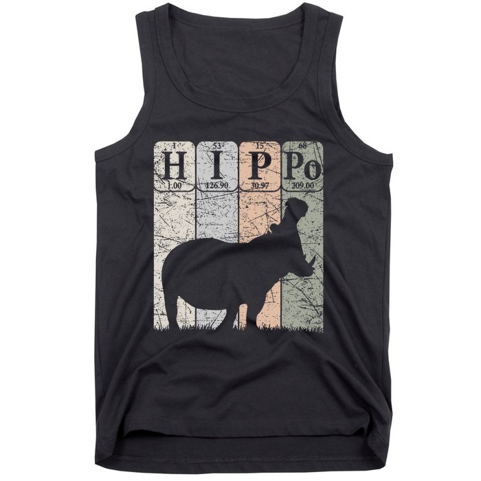 Hippo Periodic Table Elements Hippo Lover Hippopotamus Retro Tank Top